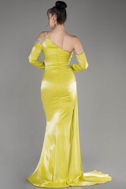 Robe de Soirée Longue Pistache vert ABU3976