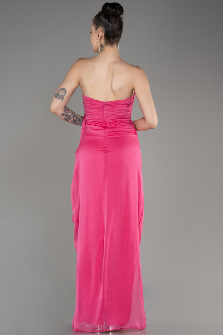 Robe de Soirée Longue Mousseline Fushia ABU3947
