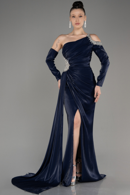 Robe de Soirée Longue Bleu Marine ABU3976