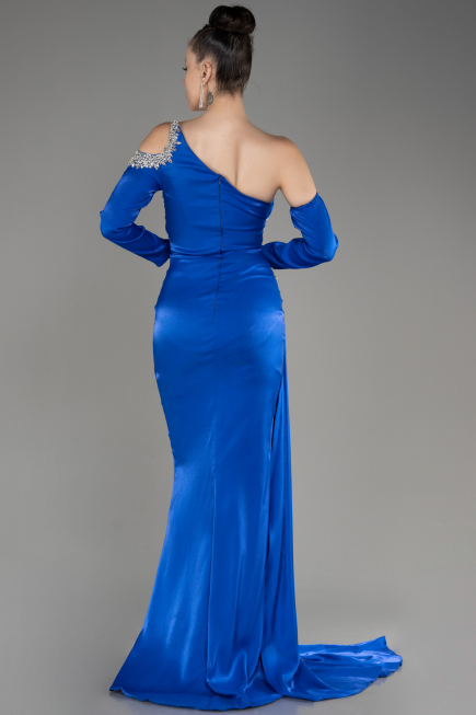 Robe de Soirée Longue Bleu Saxe ABU3976