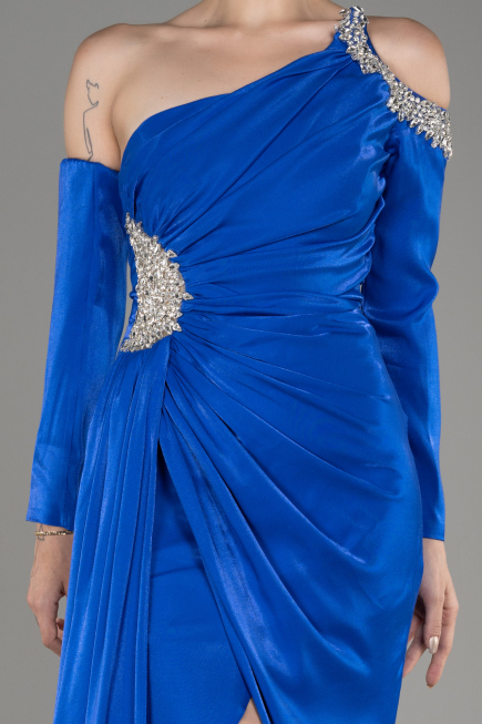 Robe de Soirée Longue Bleu Saxe ABU3976