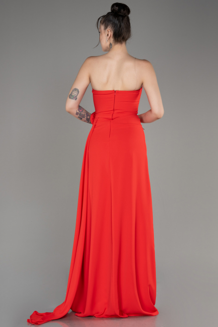 Robe de Soirée Longue Mousseline Corail ABU3974