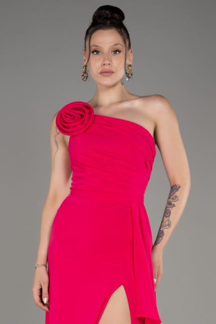 Robe de Soirée Longue Mousseline Fushia ABU3974