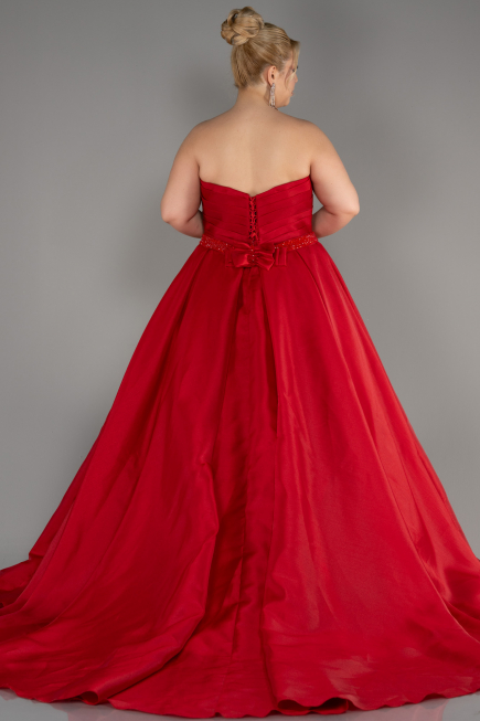 Robe De Fiançailles Grande Taille Longue Rouge ABU3619