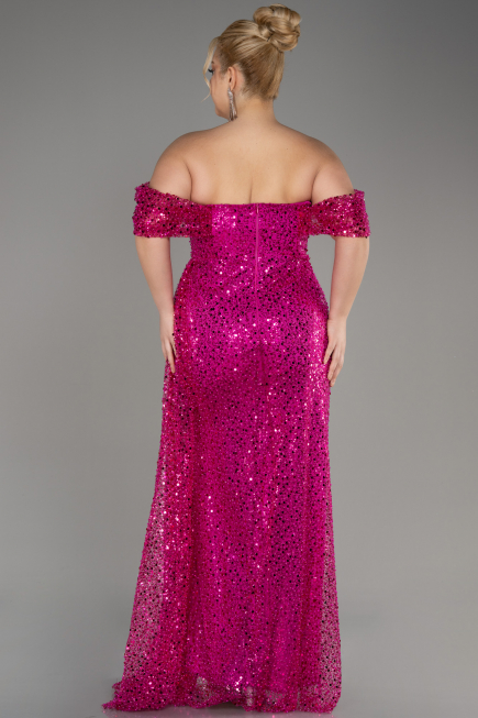 Robe De Soirée Squameuse Longue Fushia ABU3577