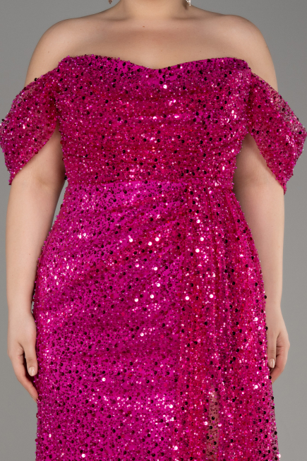 Robe De Soirée Squameuse Longue Fushia ABU3577