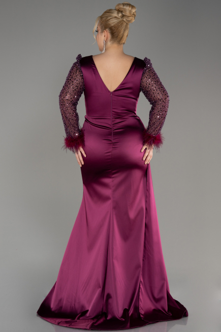 Robe Grande Taille Longue Couleur Cerise ABU3237