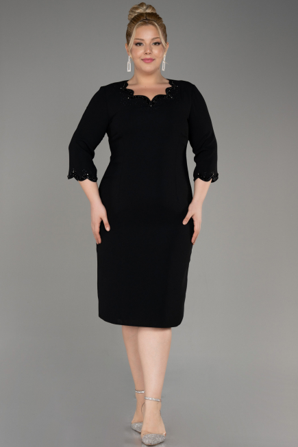 Robe De Invitation Grande Taille Midi Noir ABK2095