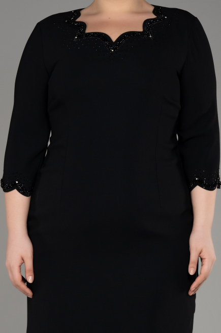 Robe De Invitation Grande Taille Midi Noir ABK2095