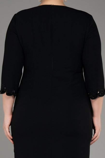 Robe De Invitation Grande Taille Midi Noir ABK2095