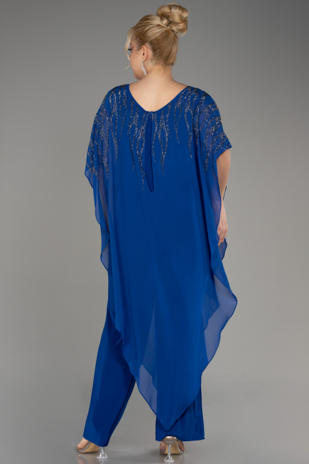 Robe De Soirée Grande Taille Mousseline Bleu Saxe ABT111