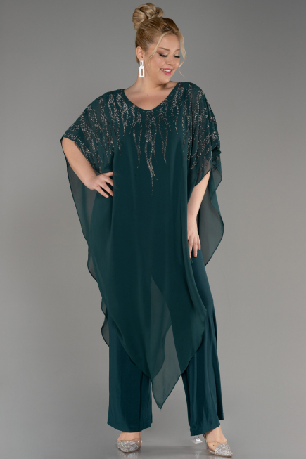Robe De Soirée Grande Taille Mousseline Émeraude ABT111