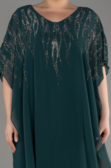 Robe De Soirée Grande Taille Mousseline Émeraude ABT111
