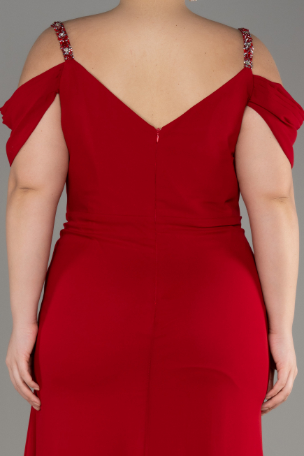 Robe De Soirée Grande Taille Mousseline Longue Rouge ABU3742
