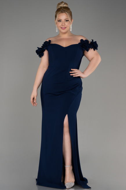 Robe De Graduation Grande Taille Longue Bleu Marine ABU3946