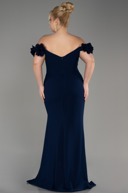 Robe De Graduation Grande Taille Longue Bleu Marine ABU3946