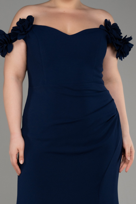 Robe De Graduation Grande Taille Longue Bleu Marine ABU3946