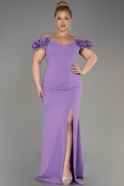 Robe De Graduation Grande Taille Longue Lilas ABU3946