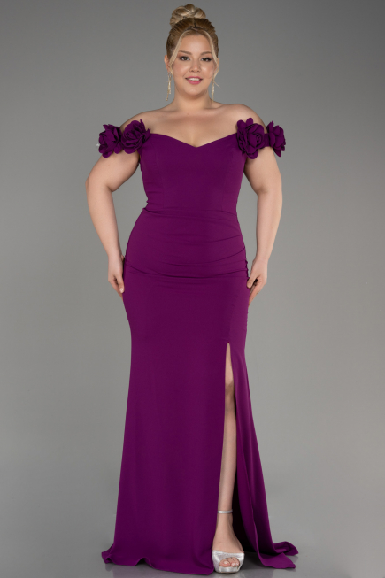 Robe De Graduation Grande Taille Longue Violet ABU3946