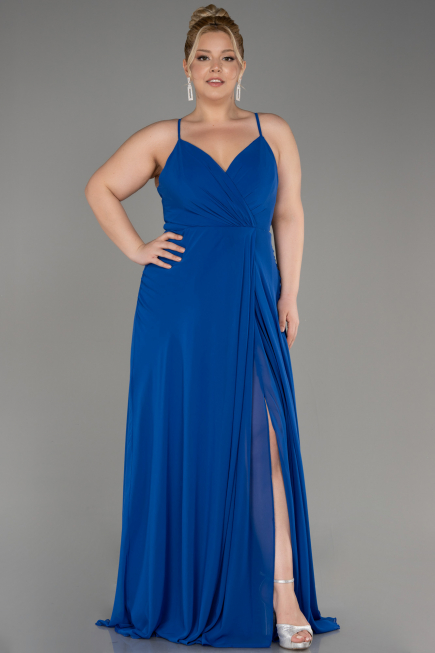 Robe De Soirée Grande Taille Longue Bleu Saxe ABU1324