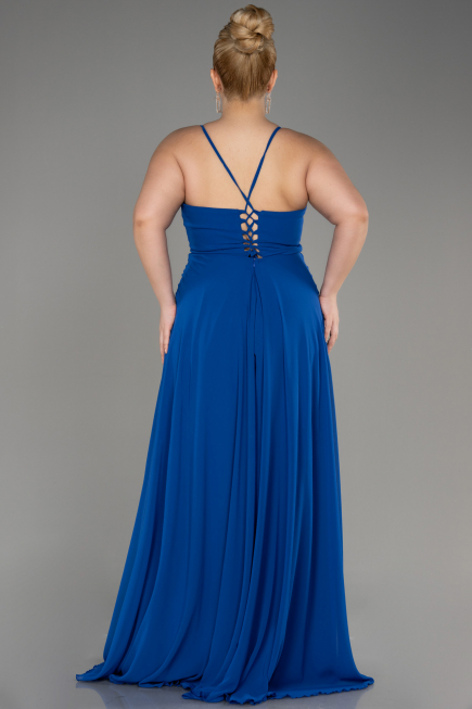 Robe De Soirée Grande Taille Longue Bleu Saxe ABU1324