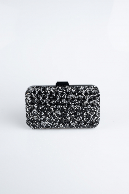 Sac De Soirée Luxe Pierreux Noir-Argent SHT827