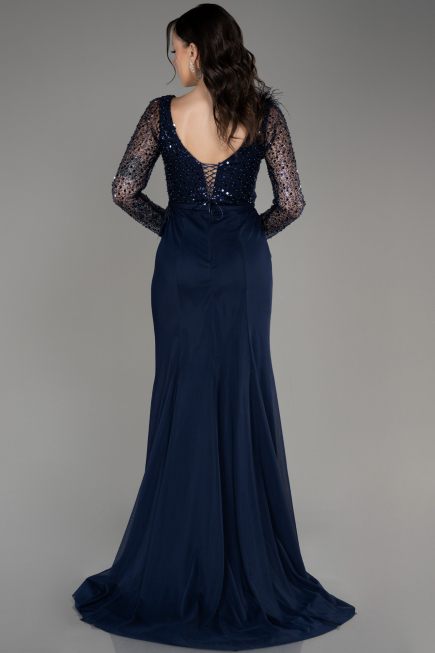 Robe de Soirée Longue Bleu Marine ABU3283