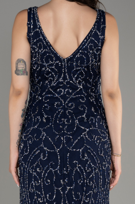 Robe Queue de Poisson Longue Pierreux Bleu Marine ABU4007