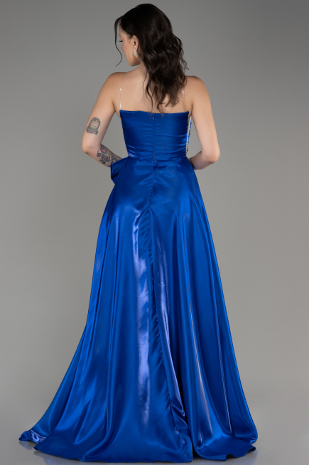 Robe de Soirée Longue Bleu Saxe ABU4015