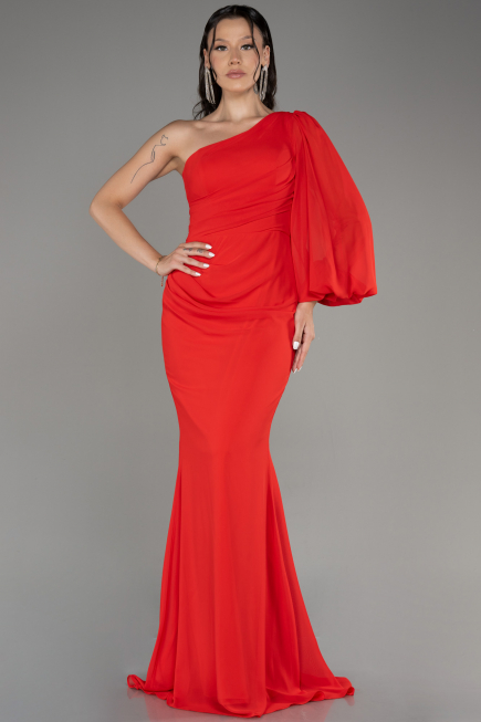 Robe De Soirée Mousseline Longue Corail ABU3677