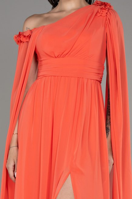 Robe de Soirée Longue Mousseline Orange ABU4001