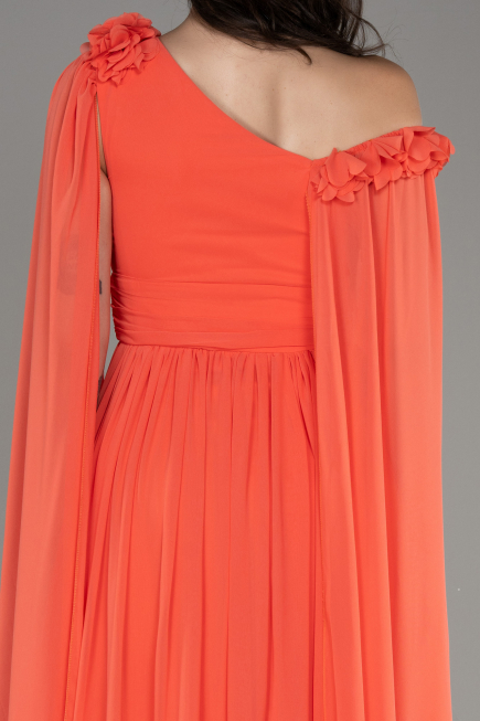 Robe de Soirée Longue Mousseline Orange ABU4001