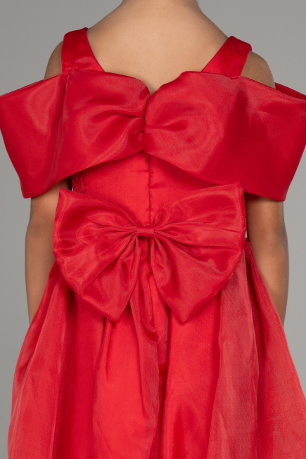 Robe de Soirée Enfants Devant Court Dos Long Rouge ABO107