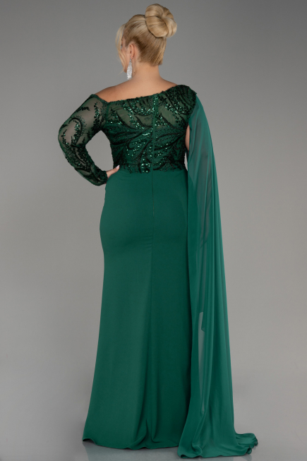 Robe De Soirée Grande Taille Dantelle Longue Émeraude ABU3512