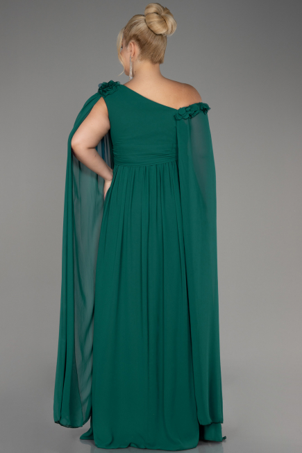 Robe de Soirée Grande Taille Longue Mousseline Émeraude ABU4002