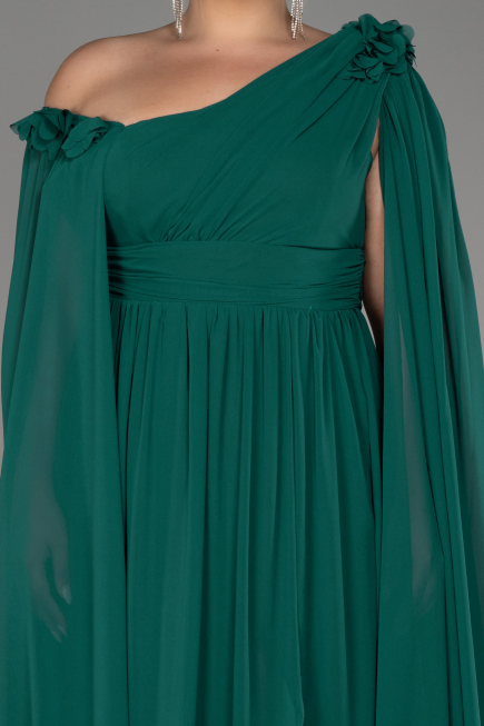 Robe de Soirée Grande Taille Longue Mousseline Émeraude ABU4002