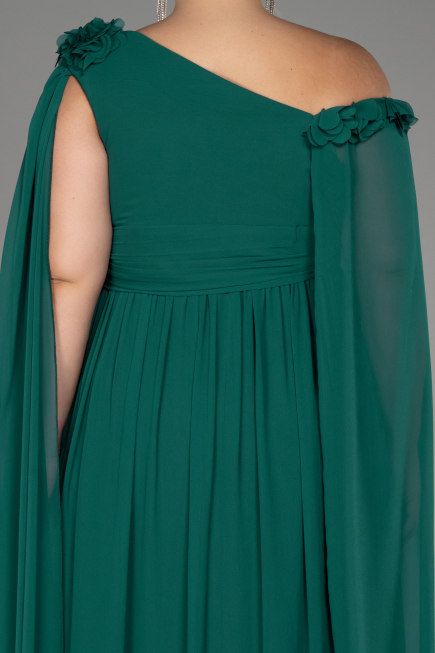 Robe de Soirée Grande Taille Longue Mousseline Émeraude ABU4002