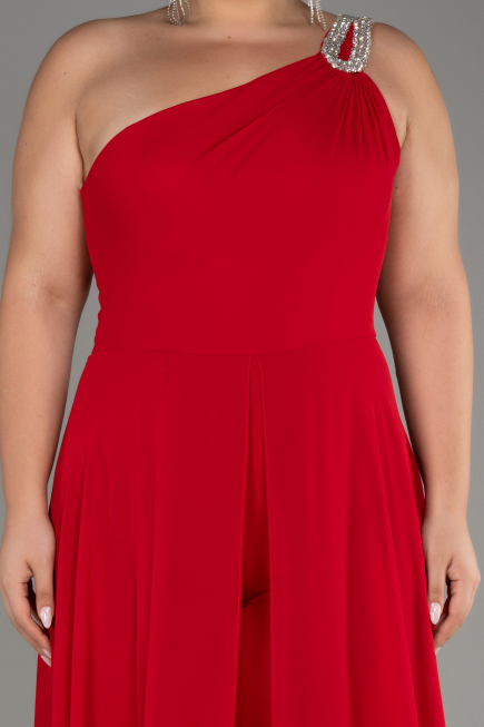 Robe De Invitation Grande Taille Mousseline Rouge ABT119