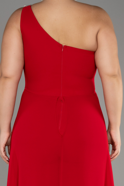 Robe De Invitation Grande Taille Mousseline Rouge ABT119