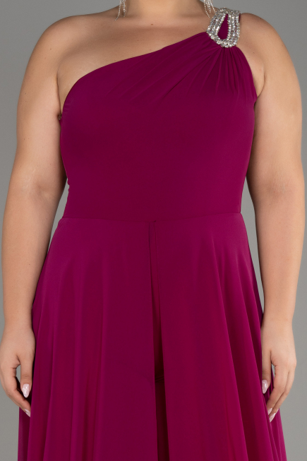 Robe De Invitation Grande Taille Mousseline Prune ABT119