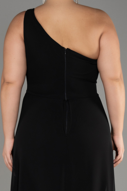 Robe De Invitation Grande Taille Mousseline Noir ABT119