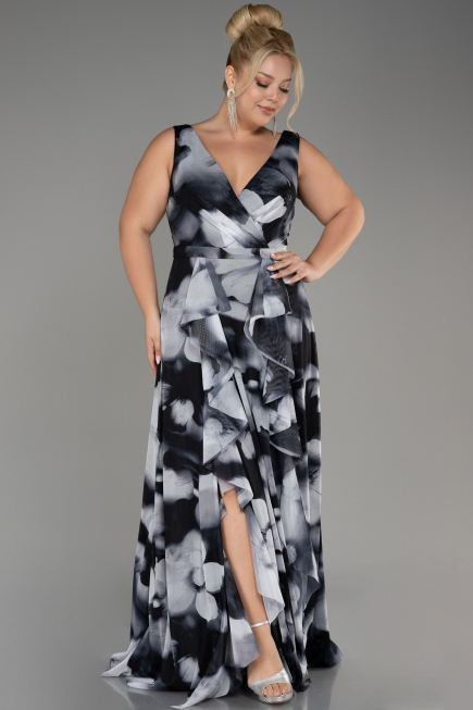 Robe De Soirée Grande Taille Longue Anthracite ABU4050