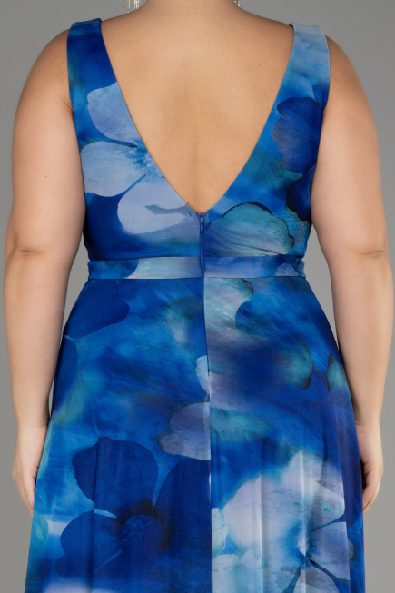 Robe De Soirée Grande Taille Longue Bleu Saxe ABU4050