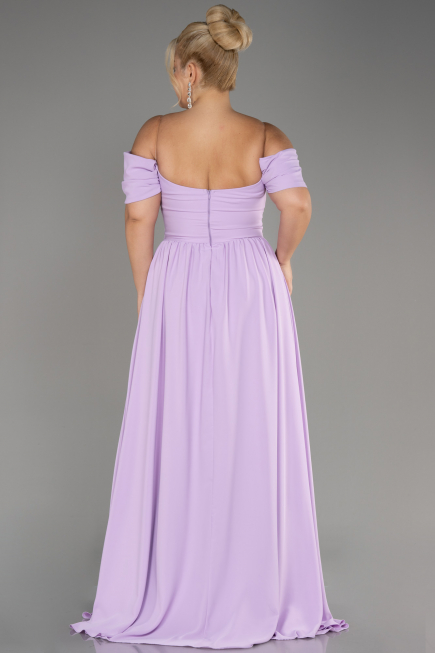 Robe De Soirée Grande Taille Mousseline Longue Lilas ABU3738