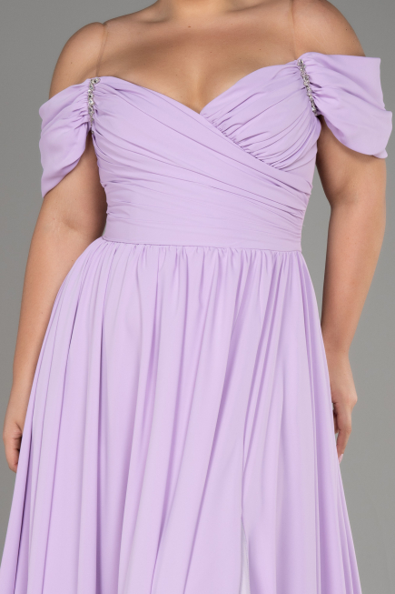 Robe De Soirée Grande Taille Mousseline Longue Lilas ABU3738