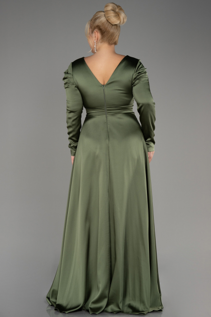 Robe De Fiançailles Grande Taille Satin Longue Kaki ABU3941