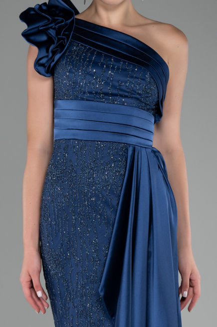 Robe de Soirée Longue Bleu Marine ABU4059