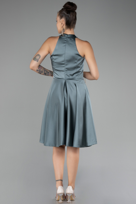 Tenue de Soirée Courte Satin Turquoise ABK2112