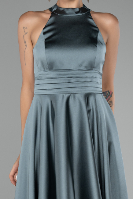 Tenue de Soirée Courte Satin Turquoise ABK2112