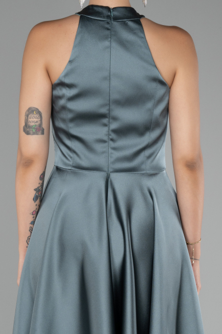 Tenue de Soirée Courte Satin Turquoise ABK2112